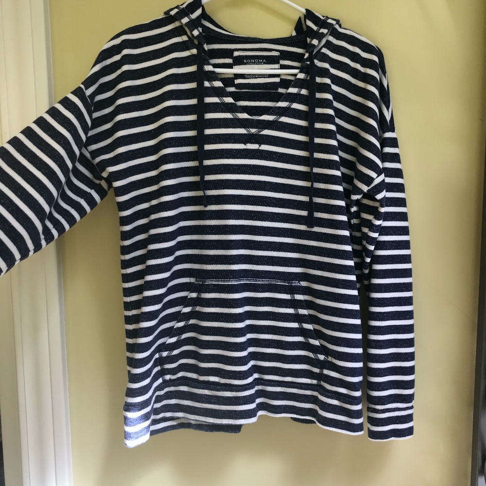 Sonoma Navy & White Hooded Sweatshirt